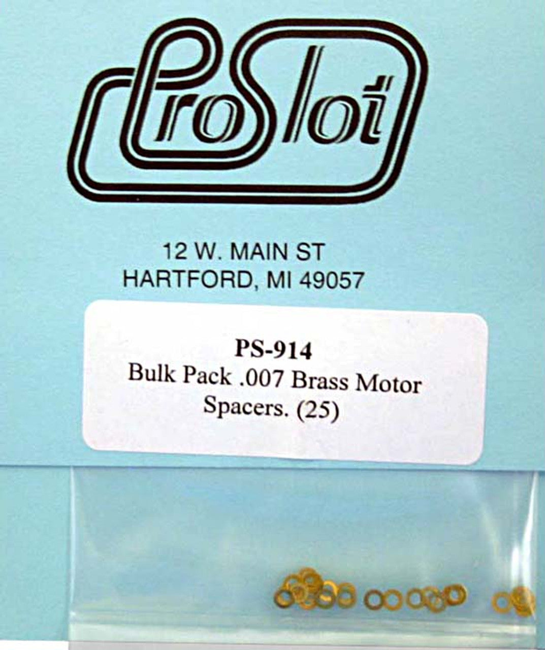 PS-914 .007 Brass Motor Spacers (Pck 25)